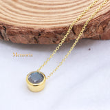 Natural Labradorite Gemstone 925 Silver Gold Plated Necklace