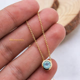 Natural Chalcedony Gemstone 925 Silver Gold Plated Necklace