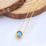 Labradorite Necklace Gold Plated Natural Gemstone Blue Flash Pendant