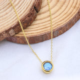Labradorite Necklace Gold Plated Natural Gemstone Blue Flash Pendant