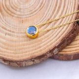 Labradorite Necklace Gold Plated Natural Gemstone Blue Flash Pendant