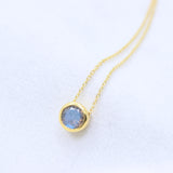 Labradorite Necklace Gold Plated Natural Gemstone Blue Flash Pendant