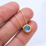 Labradorite Necklace Gold Plated Natural Gemstone Blue Flash Pendant