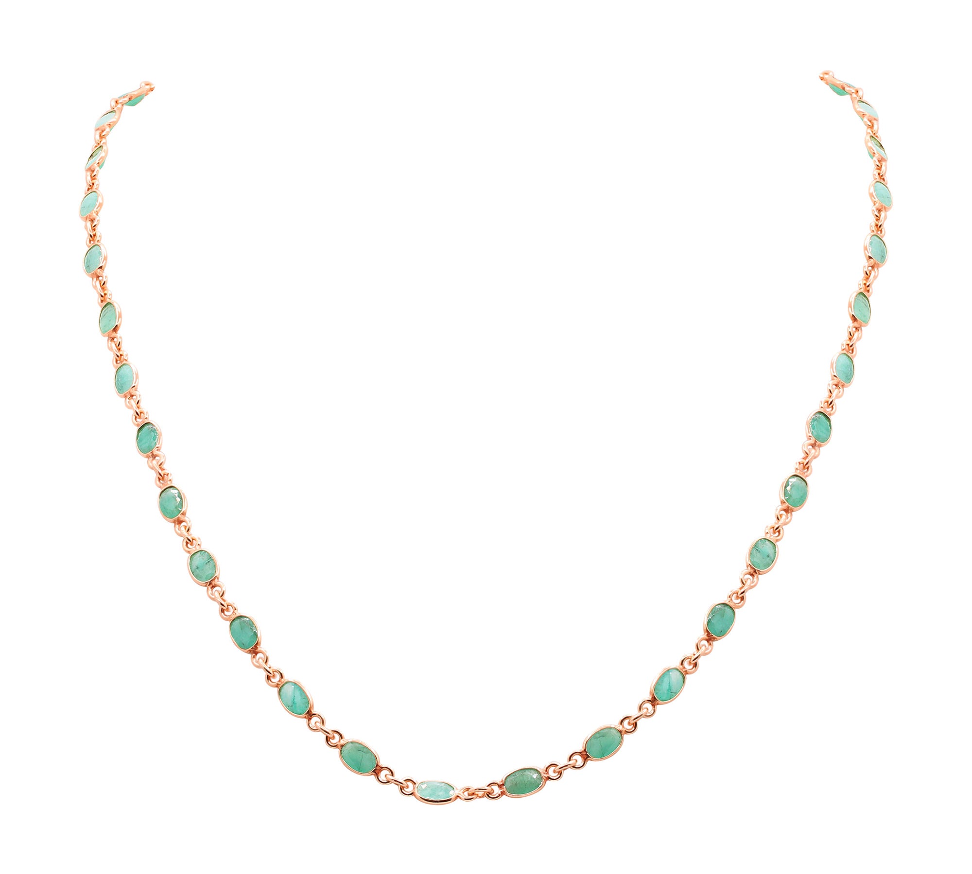 925 Sterling Silver Natural Emerald Gemstone Necklace