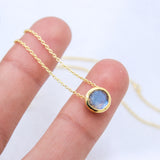 Labradorite Necklace Gold Plated Natural Gemstone Blue Flash Pendant