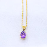 Handmade Gold Plated Amethyst Necklace Natural Gemstone Minimalist Pendant