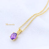 Natural Amethyst Gemstone 925 Silver Gold Plated Necklace