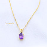 Natural Amethyst Gemstone 925 Silver Gold Plated Necklace