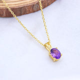 Handmade Gold Plated Amethyst Necklace Natural Gemstone Minimalist Pendant