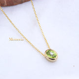 Natural Peridot Gemstone 925 Silver Gold Plated Necklace