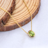 Natural Minimalist Peridot Necklace Handmade Gold Plated Gemstone Pendant