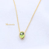 Natural Peridot Gemstone 925 Silver Gold Plated Necklace