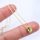 Natural Minimalist Peridot Necklace Handmade Gold Plated Gemstone Pendant