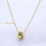 Natural Peridot Gemstone 925 Silver Gold Plated Necklace