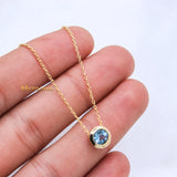 Natural Blue Topaz Gemstone 925 Silver Gold Plated Necklace