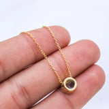 Handmade Natural Blue Topaz Necklace Minimal Gold Plated Gemstone Pendant