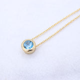 Handmade Natural Blue Topaz Necklace Minimal Gold Plated Gemstone Pendant