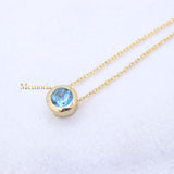 Natural Blue Topaz Gemstone 925 Silver Gold Plated Necklace