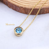 Natural Blue Topaz Gemstone 925 Silver Gold Plated Necklace