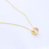 Rose Quartz Pendant Necklace Gold Plated Minimalist Pink Stone Jewelry
