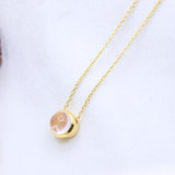 Rose Quartz Pendant Necklace Gold Plated Minimalist Pink Stone Jewelry
