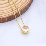 Rose Quartz Pendant Necklace Gold Plated Minimalist Pink Stone Jewelry