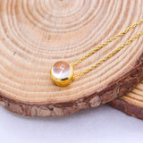 Rose Quartz Pendant Necklace Gold Plated Minimalist Pink Stone Jewelry
