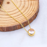 Rose Quartz Pendant Necklace Gold Plated Minimalist Pink Stone Jewelry