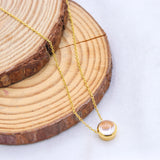 Rose Quartz Pendant Necklace Gold Plated Minimalist Pink Stone Jewelry