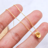 Natural Citrine Gold Plated Necklace Minimal Oval Bezel Gemstone Pendant
