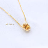 Natural Citrine Gemstone 925 Silver Gold Plated Necklace