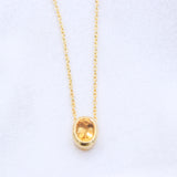 Natural Citrine Gold Plated Necklace Minimal Oval Bezel Gemstone Pendant