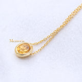 Natural Citrine Gemstone 925 Silver Gold Plated Necklace