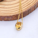 Natural Citrine Gemstone 925 Silver Gold Plated Necklace