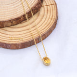 Natural Citrine Gemstone 925 Silver Gold Plated Necklace