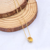 Natural Citrine Gold Plated Necklace Minimal Oval Bezel Gemstone Pendant