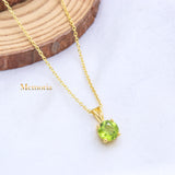 Natural Peridot Gemstone 925 Silver Gold Plated Necklace