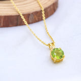Natural Peridot Gold Plated Necklace Handmade Minimalist Gemstone Pendant