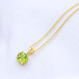 Natural Peridot Gold Plated Necklace Handmade Minimalist Gemstone Pendant