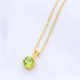 Natural Peridot Gold Plated Necklace Handmade Minimalist Gemstone Pendant