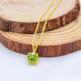 Natural Peridot Gemstone 925 Silver Gold Plated Necklace