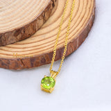 Natural Peridot Gemstone 925 Silver Gold Plated Necklace