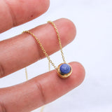 Natural Lapis Lazuli Gold Plated Necklace Handmade Minimal Gemstone Pendant