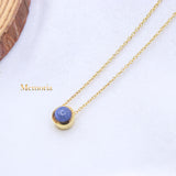 Natural Lapis Lazuli Gemstone 925 Silver Gold Plated Necklace