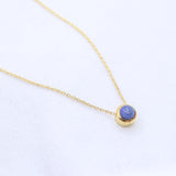 Natural Lapis Lazuli Gold Plated Necklace Handmade Minimal Gemstone Pendant