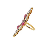 Natural Ruby Gemstone and Polki Diamond 925 Sterling Silver Gold Plated Ring