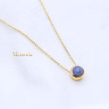 Natural Lapis Lazuli Gemstone 925 Silver Gold Plated Necklace