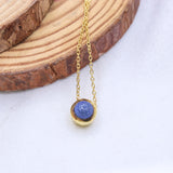 Natural Lapis Lazuli Gold Plated Necklace Handmade Minimal Gemstone Pendant