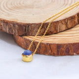 Natural Lapis Lazuli Gold Plated Necklace Handmade Minimal Gemstone Pendant