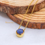 Natural Lapis Lazuli Gemstone 925 Silver Gold Plated Necklace